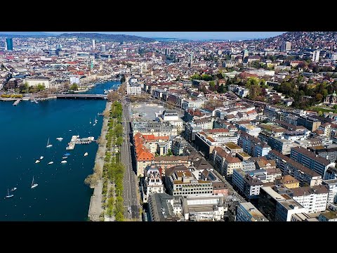 Drone Views of Switzerland in 4k: Zurich - Oberdorf, Niederdorf &amp; Seefeld