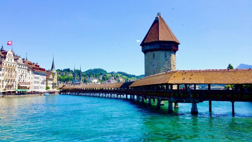 Lucerne's Old Town with the Chapel Bridge
